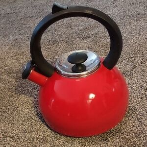Copco Sleek Red and Black Tea Kettle with Modern Design